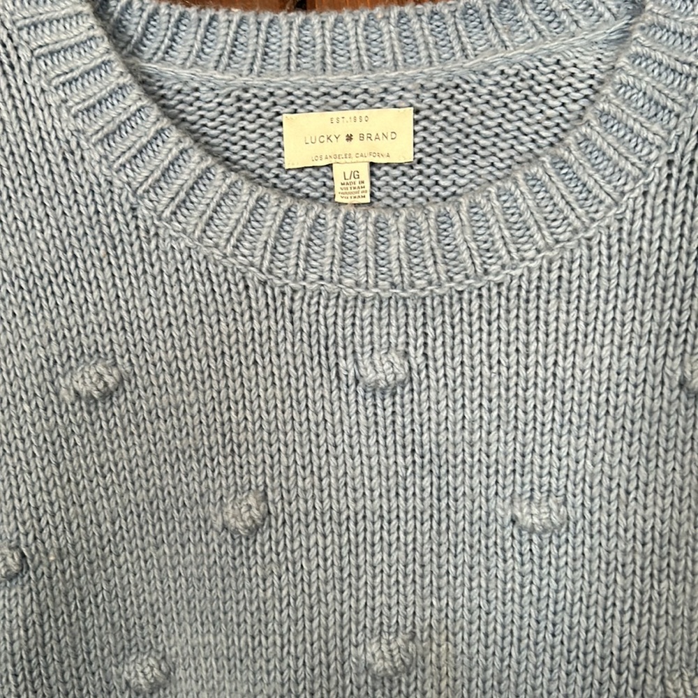 LUCKY BRAND Womens Light Blue Cable Knit Sweater - Picture 2 of 5